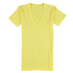WESSEX Womens Beaded Embellished T-Shirt, yellowgold, M